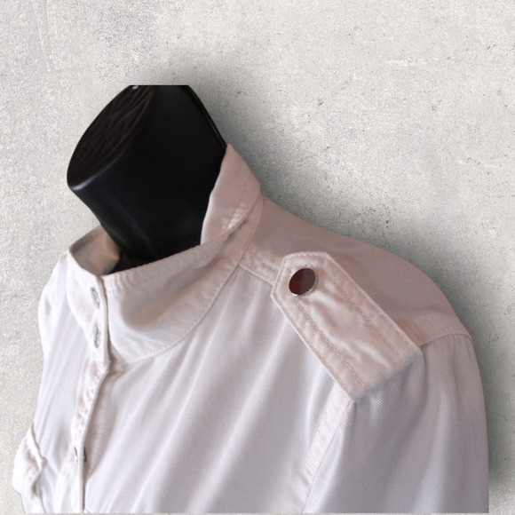 LOFT Utility Jacket Snap Button Drawstring in White Women's Size Small - Picture 10 of 15